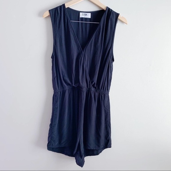 SEEK The Label • Black Sleeveless Short Romper, Plunge Neckline, Size XS - Picture 2 of 14